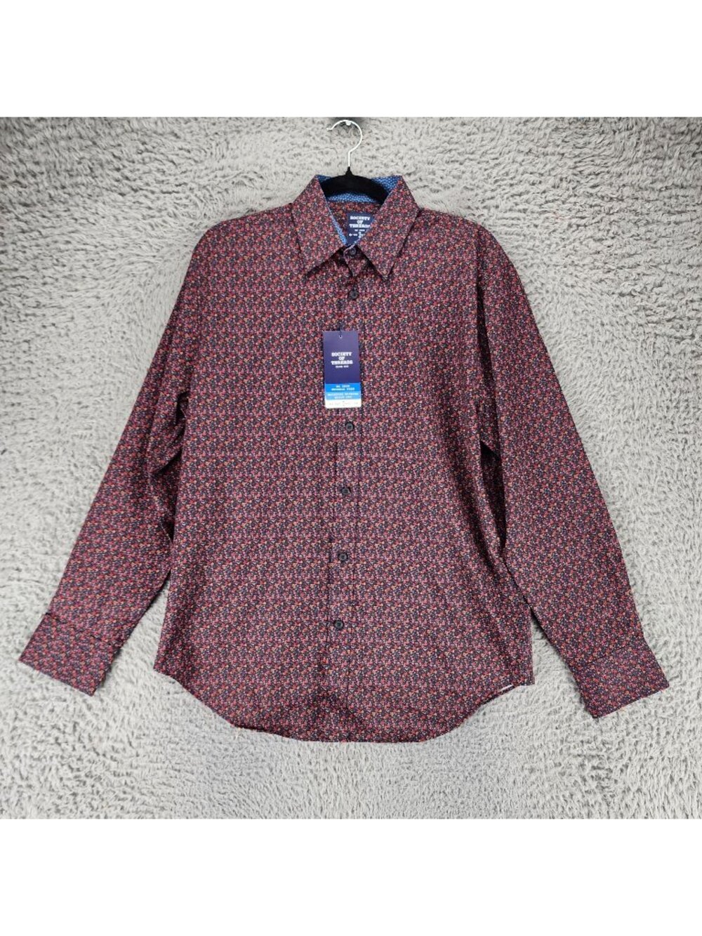 Society of Threads Shirt Mens Medium Red Floral Print Long Sleeve Button Up *NWT